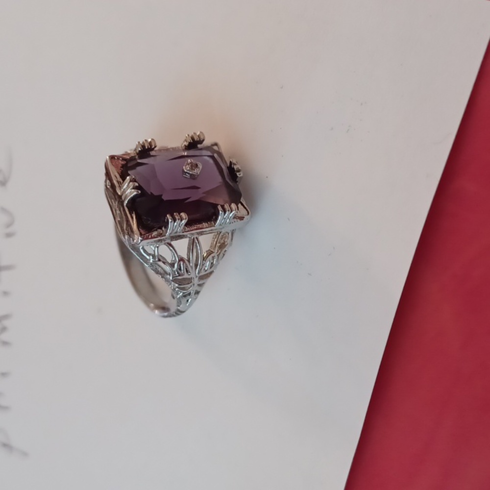 Silver ring marked s925 size 6 purple  stone